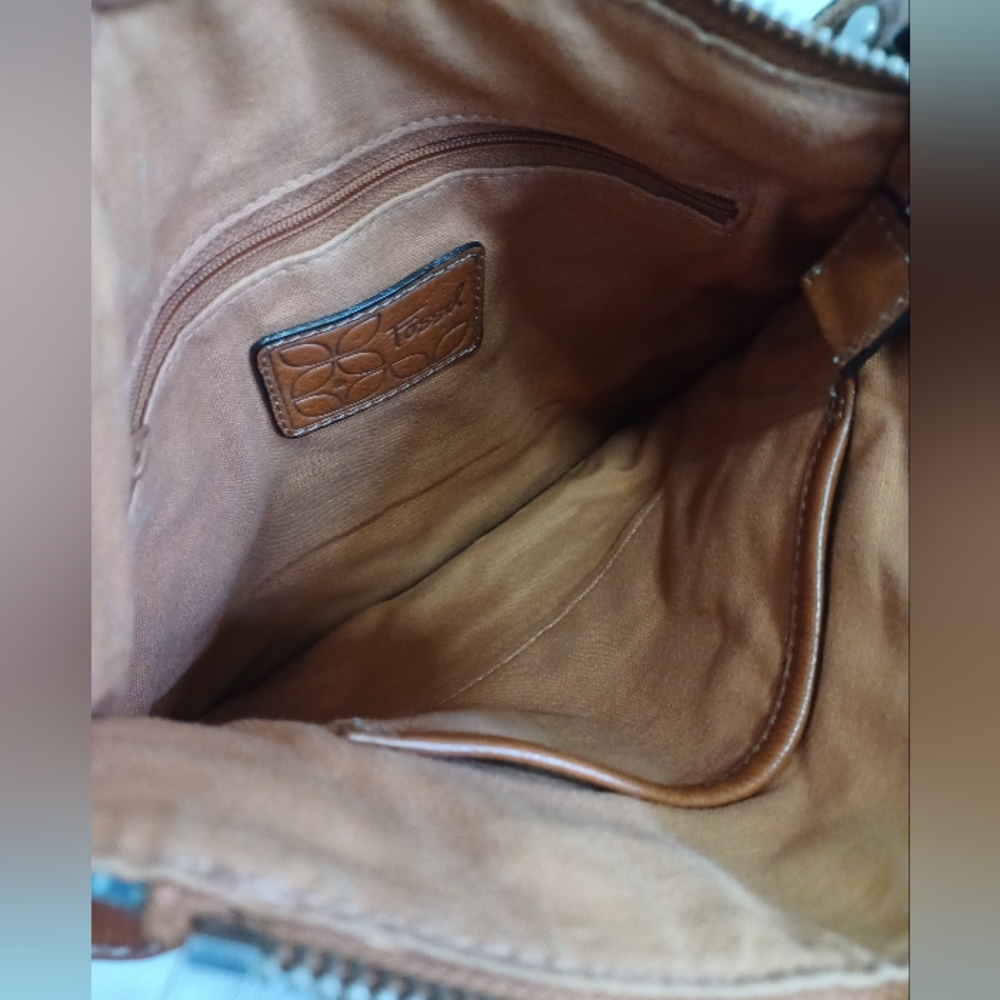 Fossil Patchwork Multicolor Leather/Suede Large C… - image 7